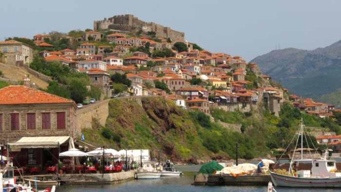 Molyvos harbour and town on Lesvos island