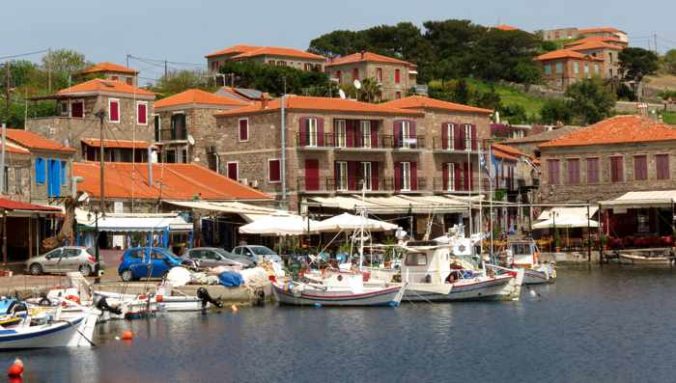 the harbour at Molyvos town on Lesvos island