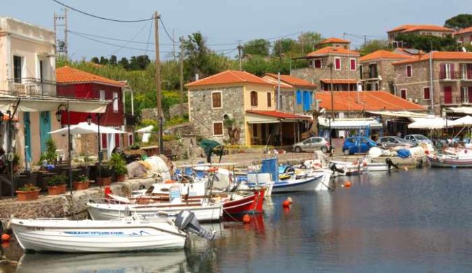 the harbour at Molyvos town on Lesvos island