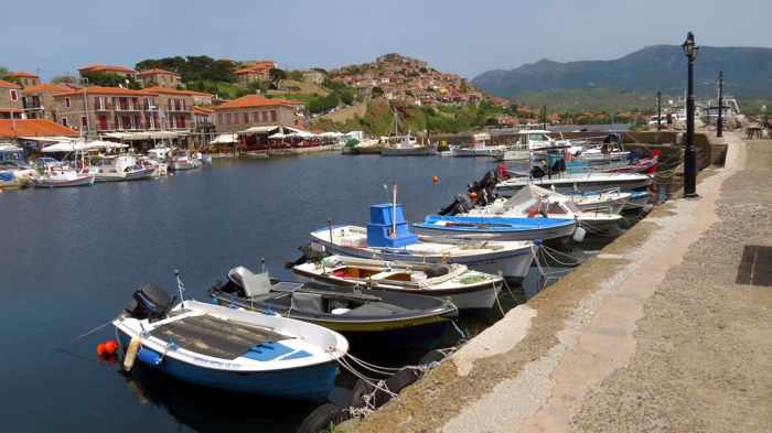 the harbour at Molyvos on Lesvos island