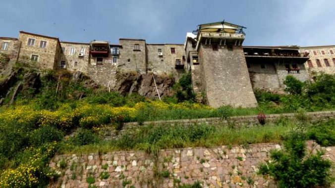 hillside buildings in Molyvos on Lesvos island