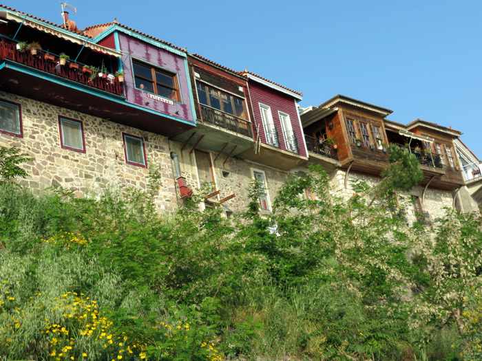 hillside buildings in Molyvos on Lesvos island