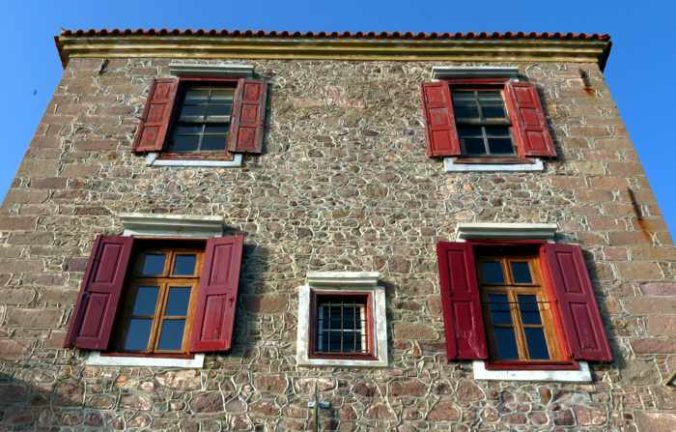 a building along the main street in Molyvos on Lesvos island