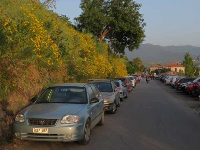 the main road in Molyvos on Lesvos island