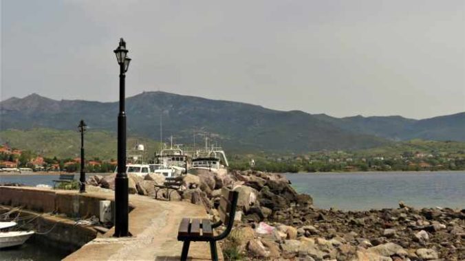 view from the Molyvos harbour on Lesvos island