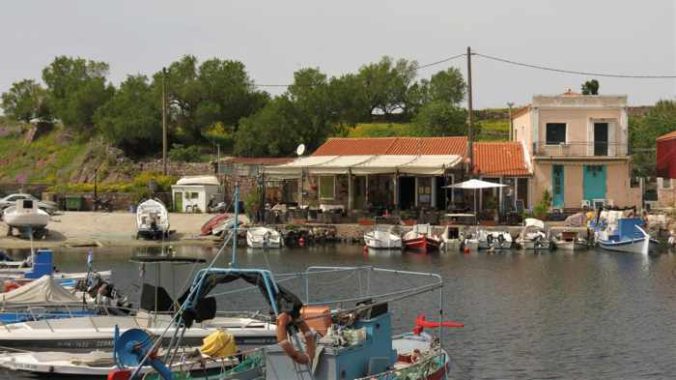 tavernas at the harbour in Molyvos on Lesvos island