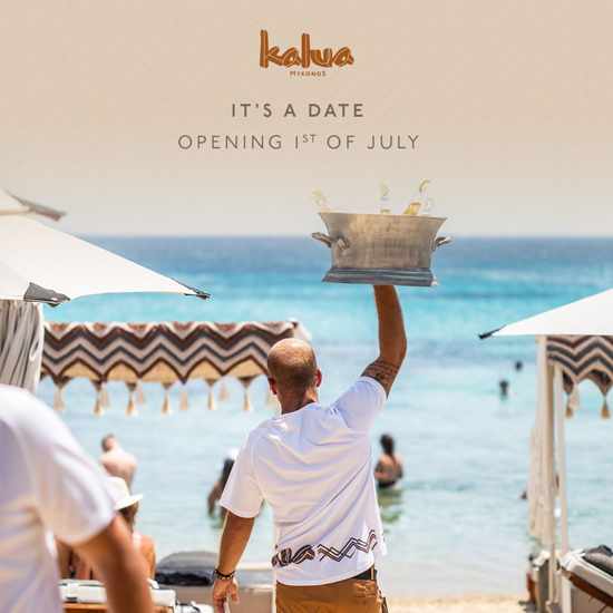 Kalua Mykonos announcement for its July 1 2020 opening date