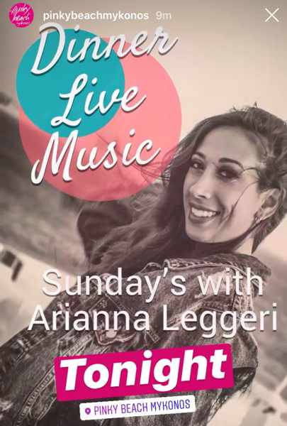 Pinky Beach Mykonos presents live music with Arianna Leggeri on Sunday August 2