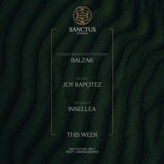 Sanctus nightclub Mykonos DJ lineup for week of July 14 to 18