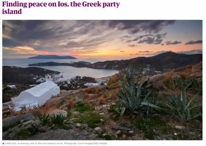 Screenshot of a Guardian newspaper article about Ios island