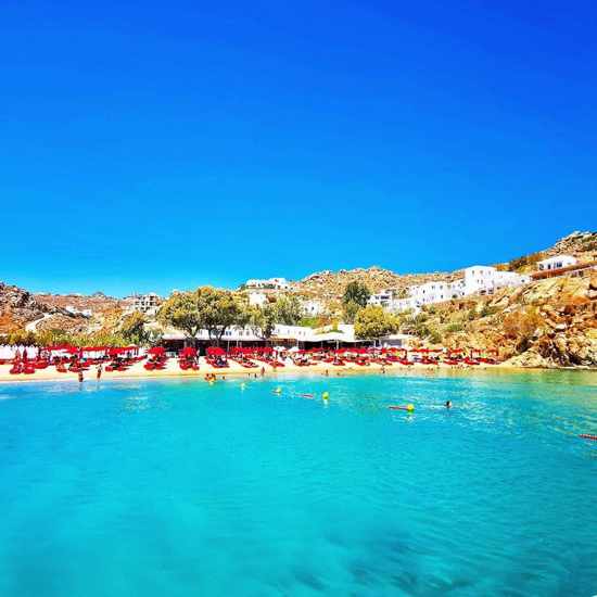 Super Paradise Beach Club on Mykonos seen in a Facebook photo