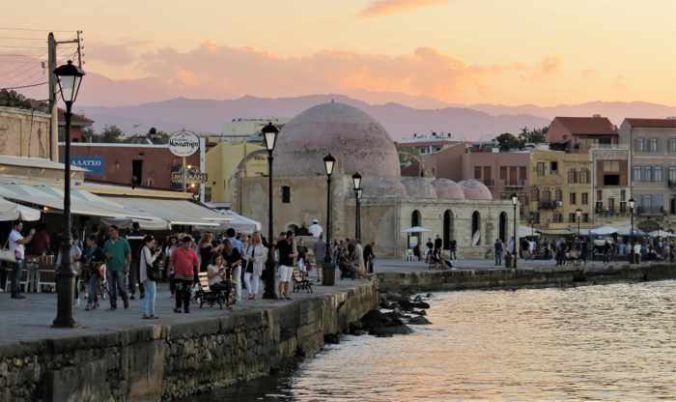 The historic harbour at Chania Crete