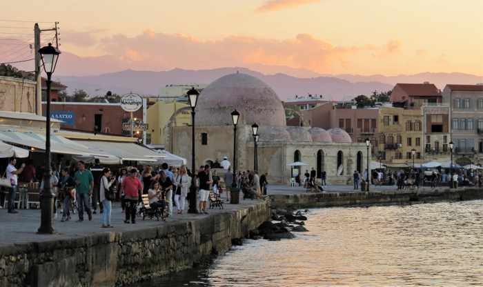 The historic harbour at Chania Crete 