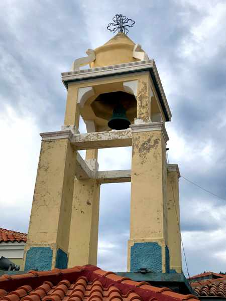 Belltower of Agios Panteleimonas Church in Molyvos on Lesvos island 
