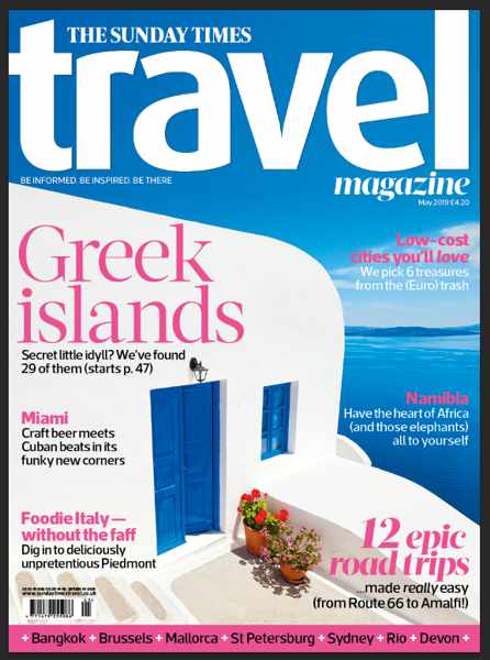 Cover of the May 2019 issue of The Sunday Times Travel Magazine