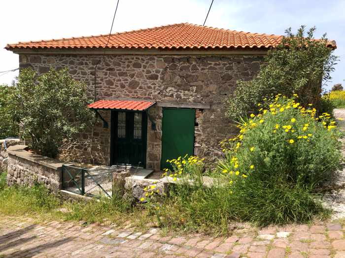 a stone house in Molyvos town on Lesvos island