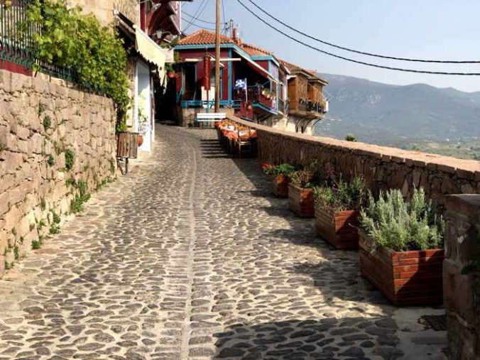 a lane in the traditional market area of Molyvos town on Lesvos island