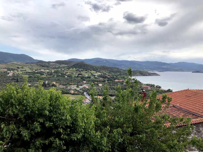views from a hillside lane in Molyvos on Lesvos island