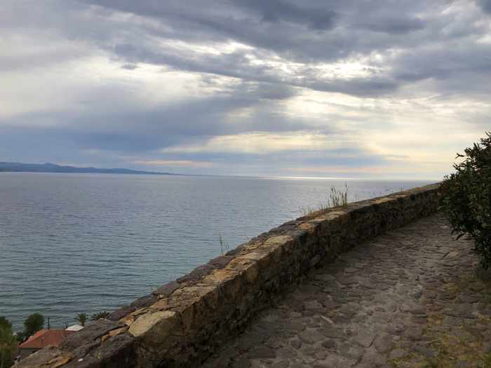 sea view from a hillside lane in Molyvos on Lesvos island