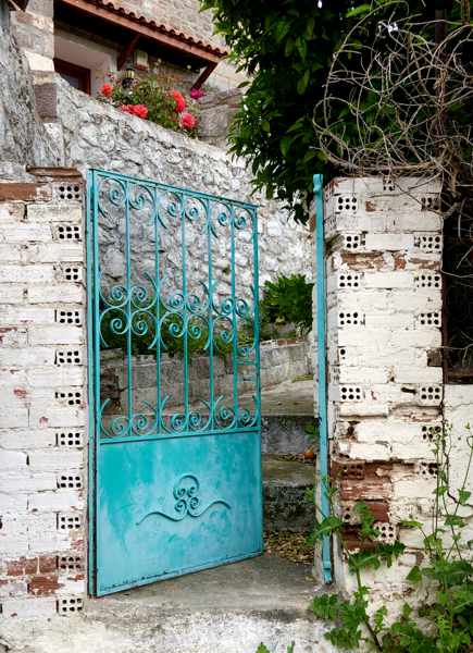 a gate in Molyvos on Lesvos island