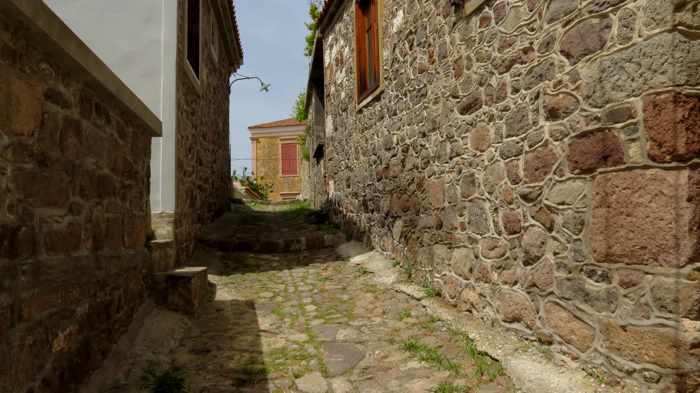 a lane in Molyvos town on Lesvos island