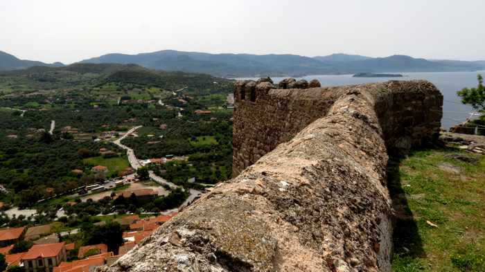 view from the Castle of Molyvos on Lesvos island 