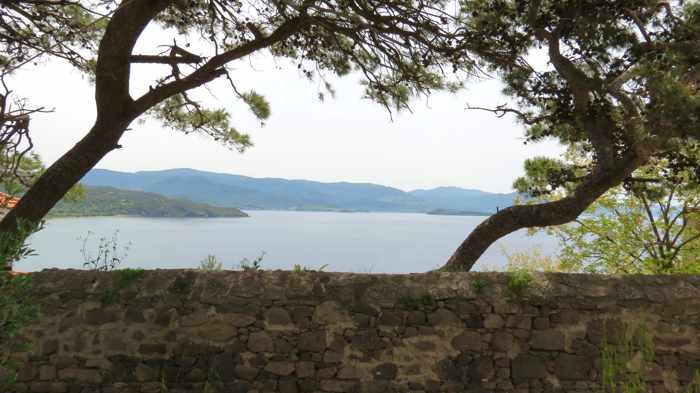 view from a hillside lane in Molyvos town on Lesvos island