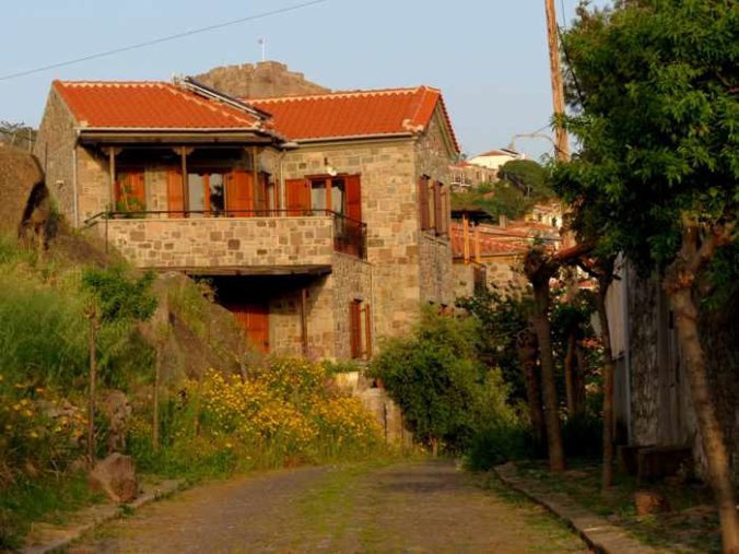 a restored mansion in Molyvos town on Lesvos island