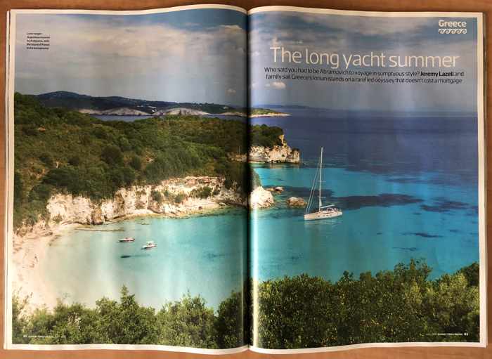 Screenshot of The Sunday Times Travel Magazine July 2019 article The long yacht summer