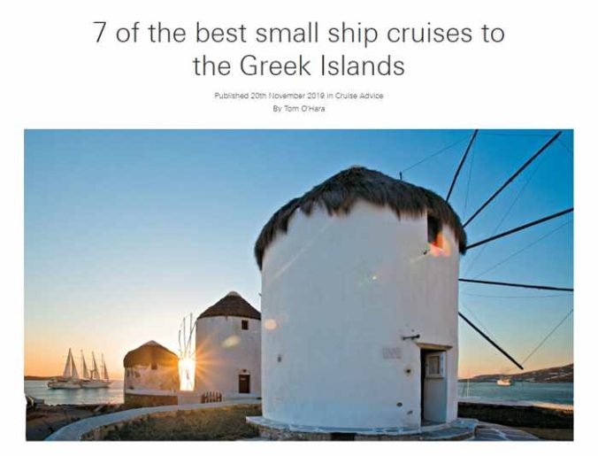 Screenshot of the Mundy Cruising article about small ship cruises to the Greek Islands