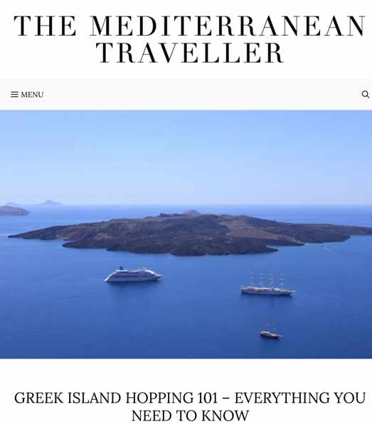 Screenshot of The Mediterranean Traveller guide to Greek island hopping