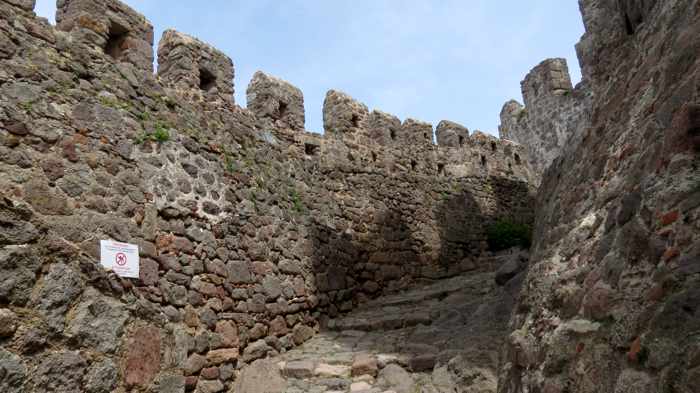 Passageway from the outer wall to the interior of the Castle of Molyvos on Lesvos island 