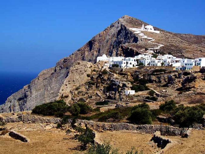 view toward Ano Meria and the Panagia Church on Folegandros island