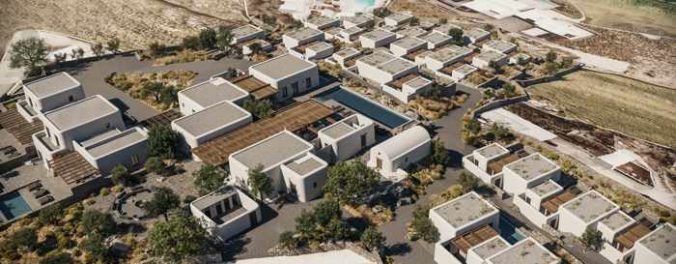 Aerial view of the Kalesma Mykonos hotel property