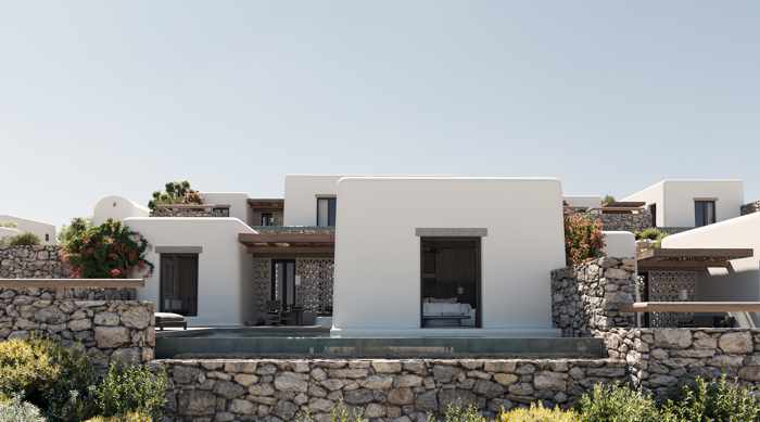 Exterior view of a hotel suite at Kalesma Mykonos