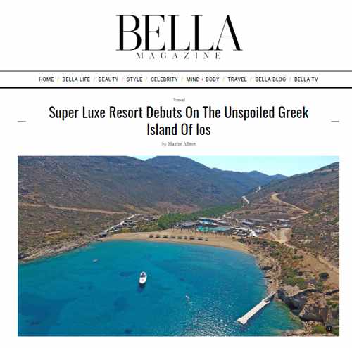 Screenshot of Bella Magazine article about Calilo beach resort on Ios island