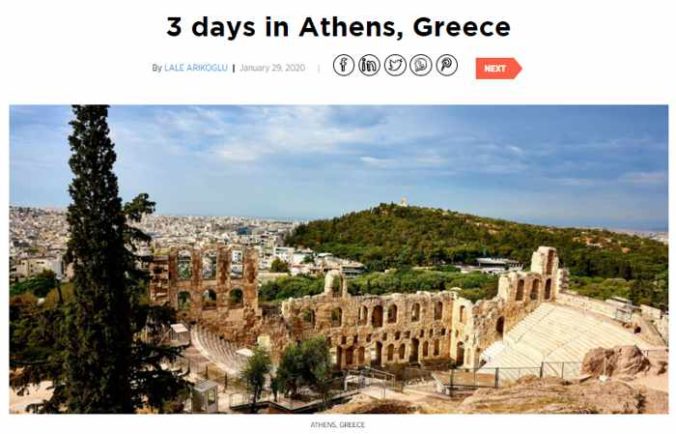 3 days in Athens article from Conde Nast Traveller Middle East edition