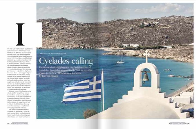 Cyclades Calling article from Vacations & Travel Magazine Summer 2019-2020 edition