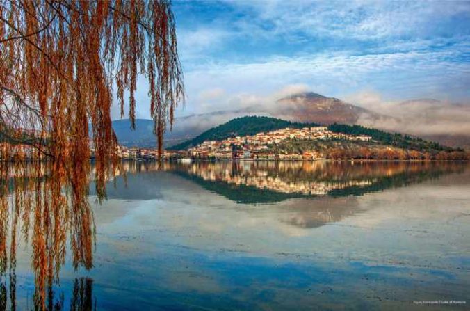 Kastoria city and lake photo from Issue 6 of Sky Express airlines Fly magazine