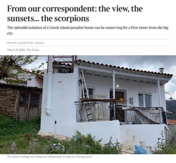 The Times March 29 2020 article about a Greek Island paradise home