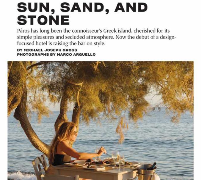 Travel + Leisure February 2020 article about Paros island in Greece