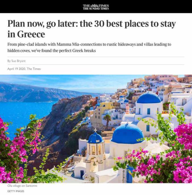 The Times article about 30 best places to go in Greece