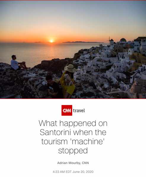 CNN Travel article on Santorini during the Covid-19 lockdown