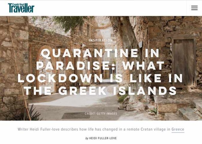 Conde Nast Traveller magazine article Quarantine in paradise