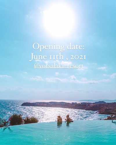 Season opening announcement by Votsalaki Boutique Resort on Mykonos