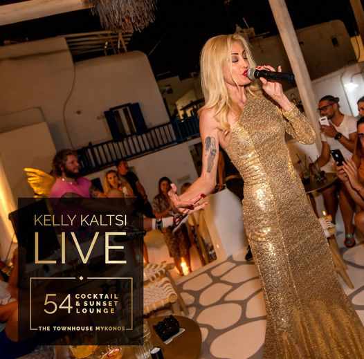 Singer Kelly Kaltsi performs at 54 Cocktail Bar and Sunset Lounge on Mykonos