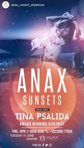 Anax Resort Mykonos presents violinist Tina Psalida during summer 2021