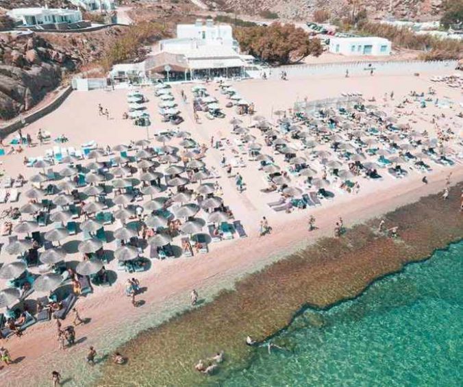 Divine Sea & More Mykonos seen in an aerial photo from the beach restaurant website