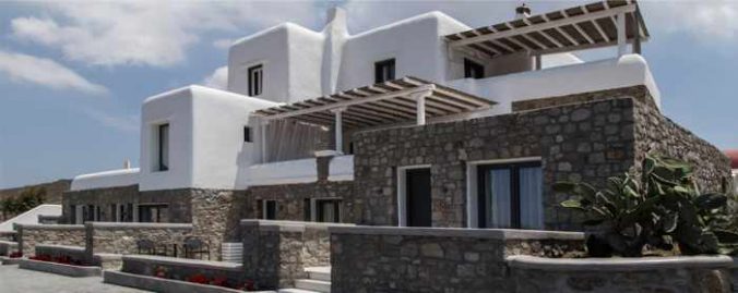 Exterior view of Ftelia Bay Hotel on Mykonos