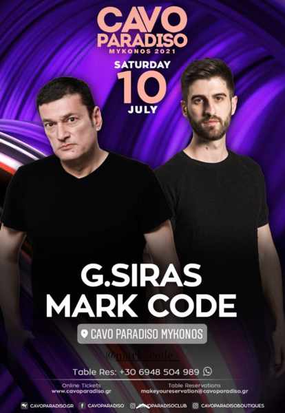 Cavo Paradiso Mykonos presents DJs G Siras and Mark Code